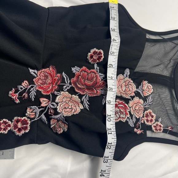 90’s Speechless Black Sheer Mesh and Floral Embroidery Hi-Low Dress XS - Picture 9 of 10